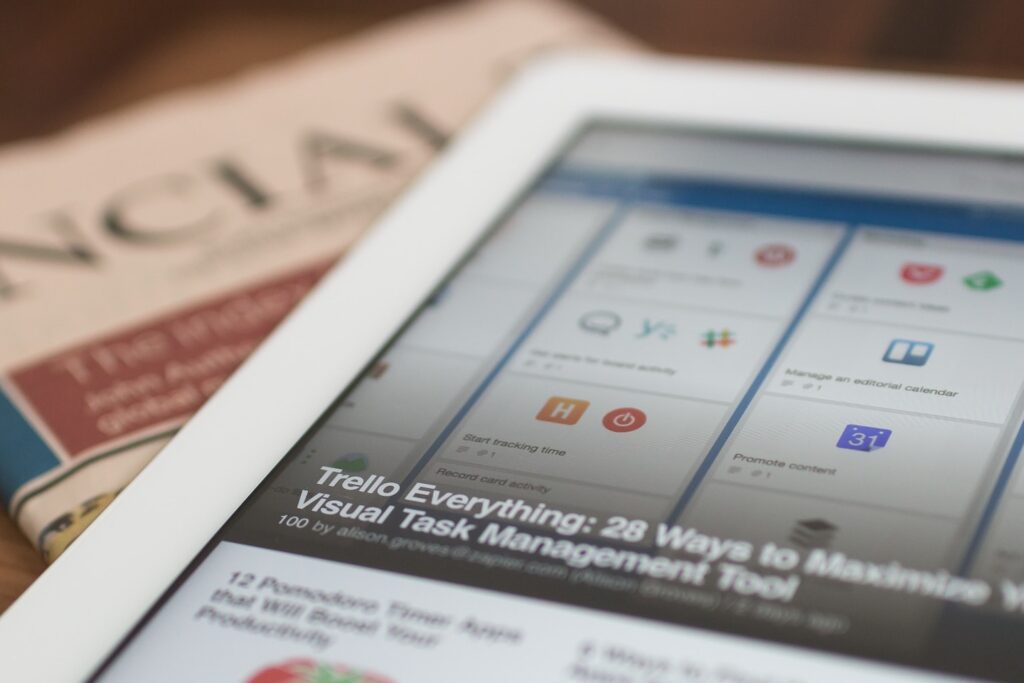 Tablet on a newspaper