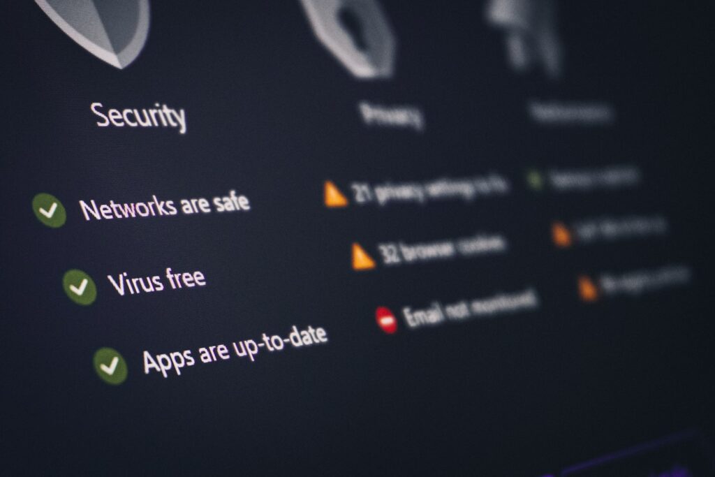 Antivirus software screen